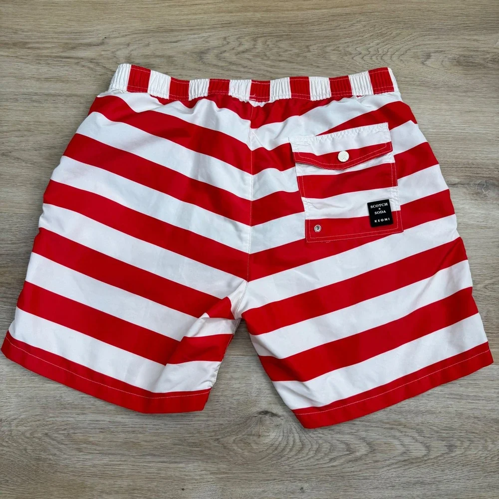 Scotch & Soda Keoni Swim Trunks Men Size L Nautical Coastal HAWAIIAN Graphic